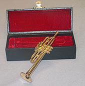 Dollhouse Miniature 5" Trumpet with Case